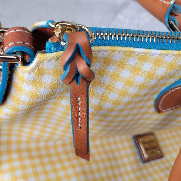 Dooney & Bourke medium handbag yellow gingham checked spring preppy fun satchel - Picture 6 of 16